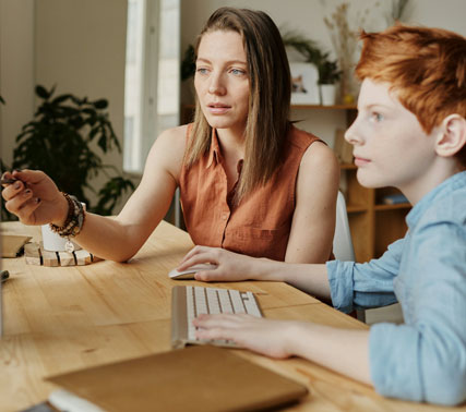 A student learning with technology
